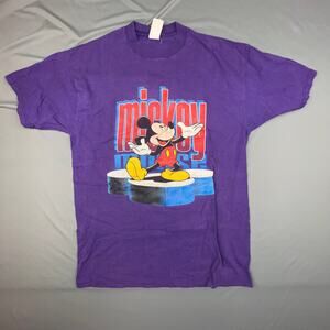Vintage Mickey Mouse Disney Graphic Tee 90s Boxy Fit Purple Men’s Large